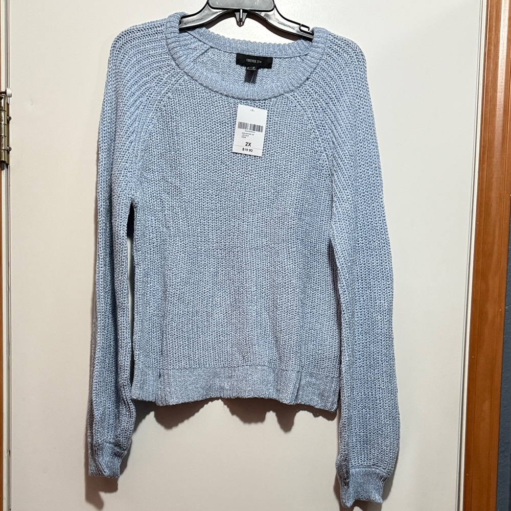 Forever 21 Light Blue Crew Neck Sweater